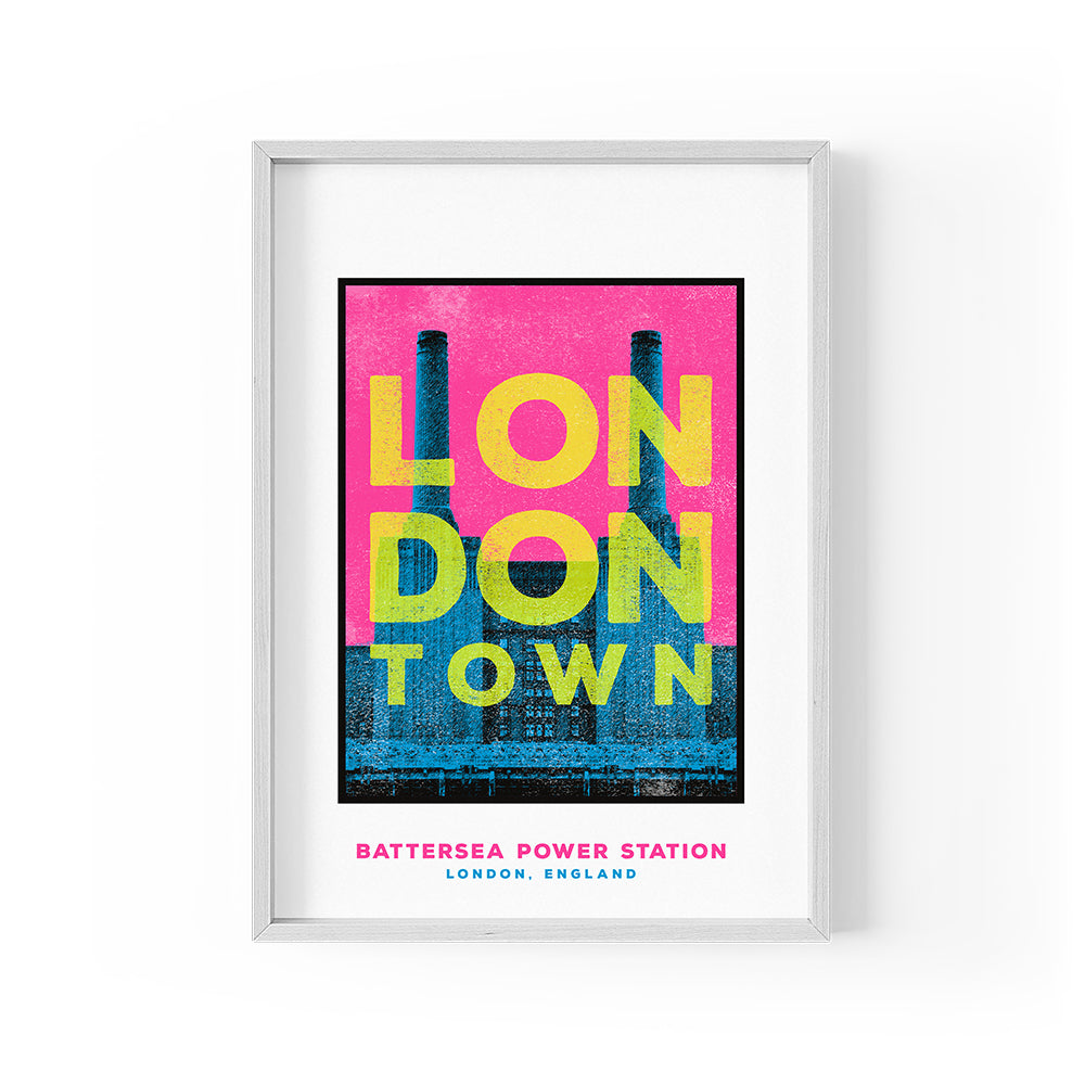 Battersea Power Station Print - London Town (Framed A4)
