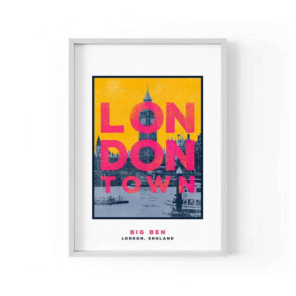 Big Ben Print - London Town (Framed A4)