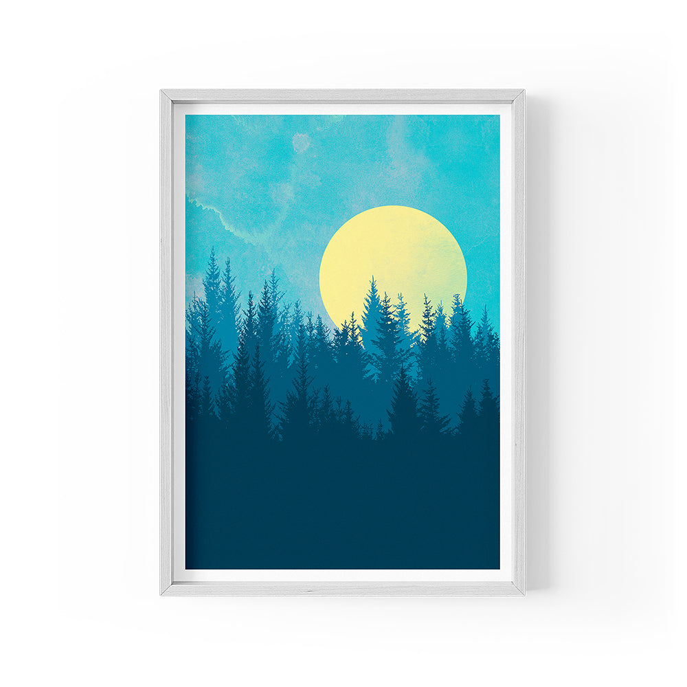 Clear Moon Print (Blue) (Framed A3)