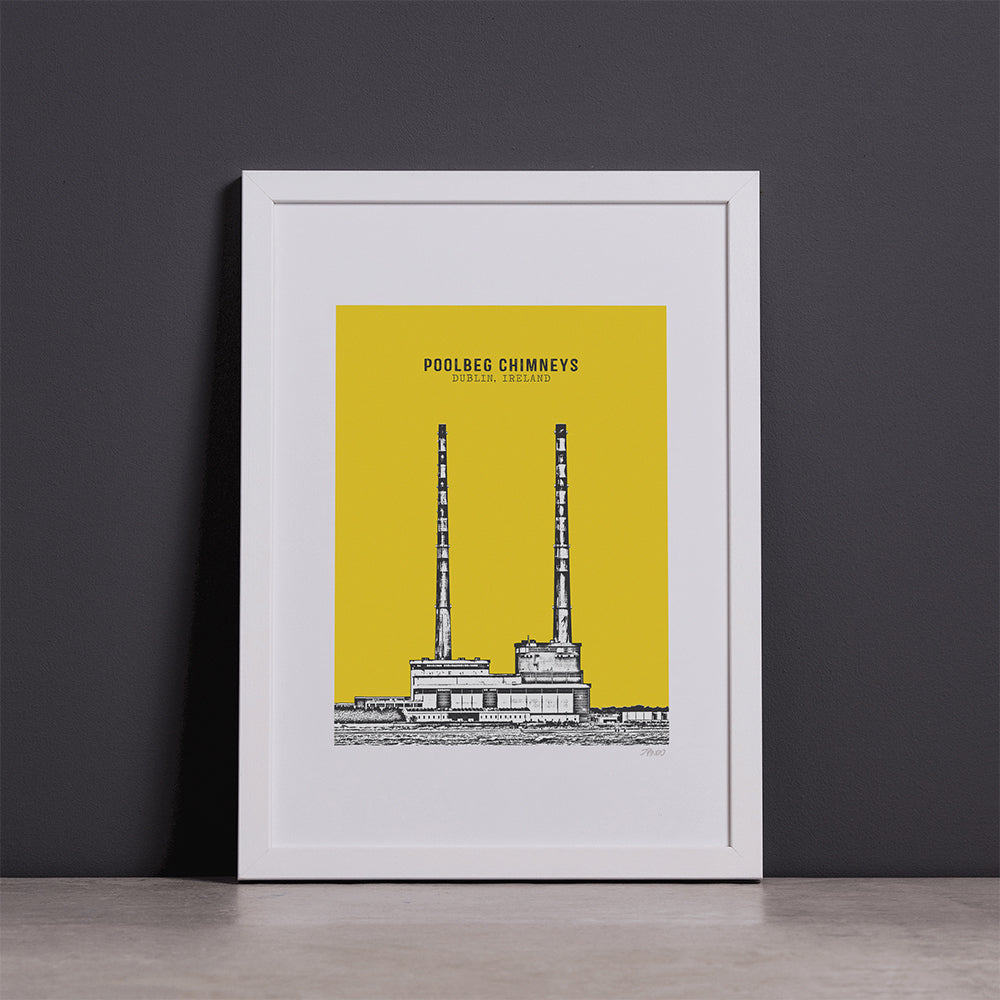Poolbeg Chimneys Print (Yellow)