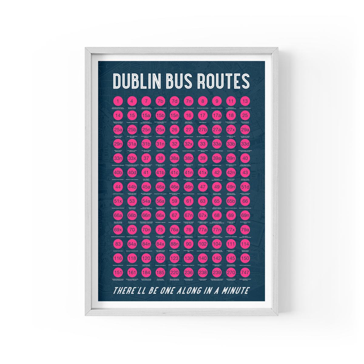 Dublin Bus Routes Print (Framed A3)