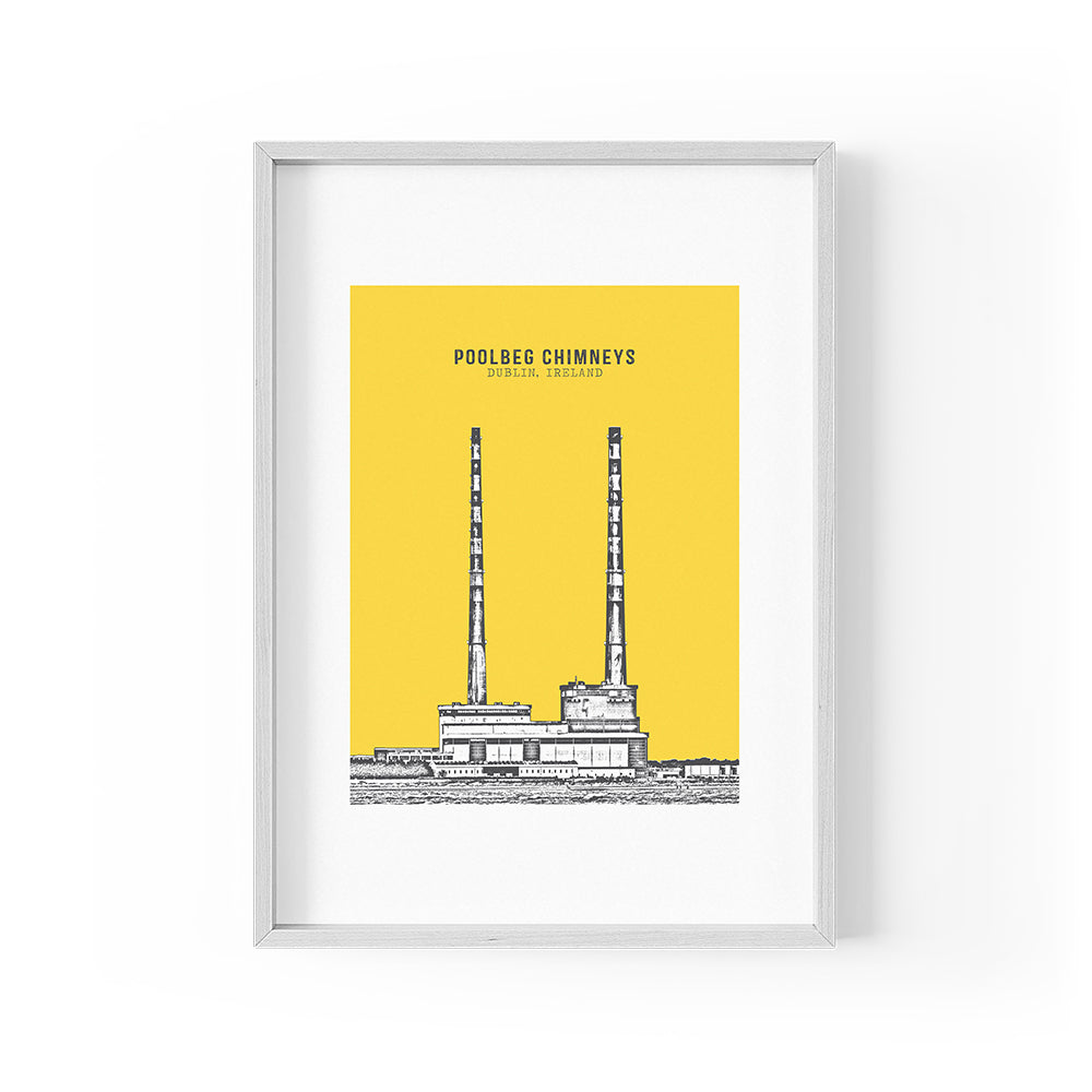 Poolbeg Chimneys Print (Yellow)