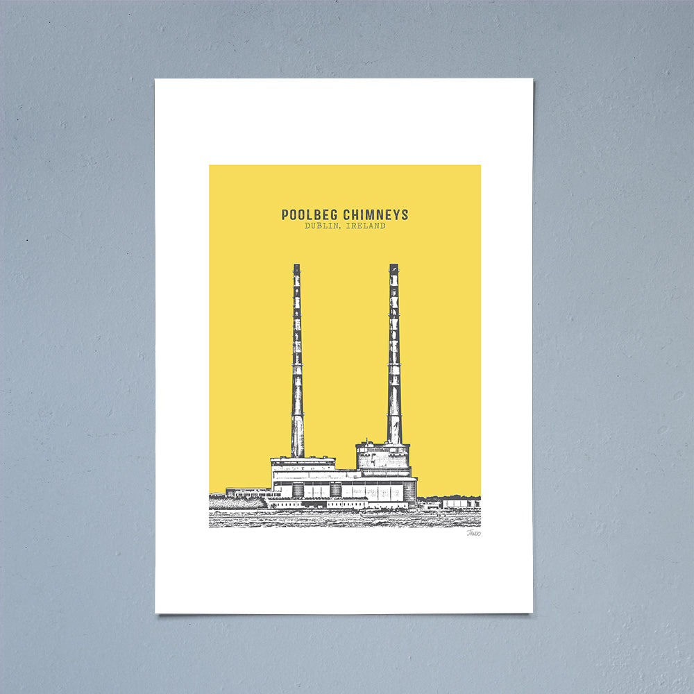 Poolbeg Chimneys Print (Yellow)