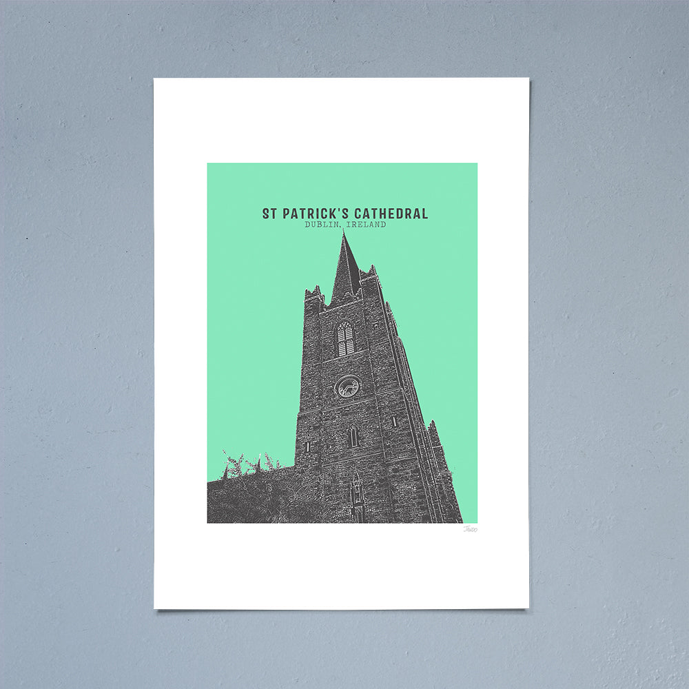 St Patrick's Cathedral Print (Green)