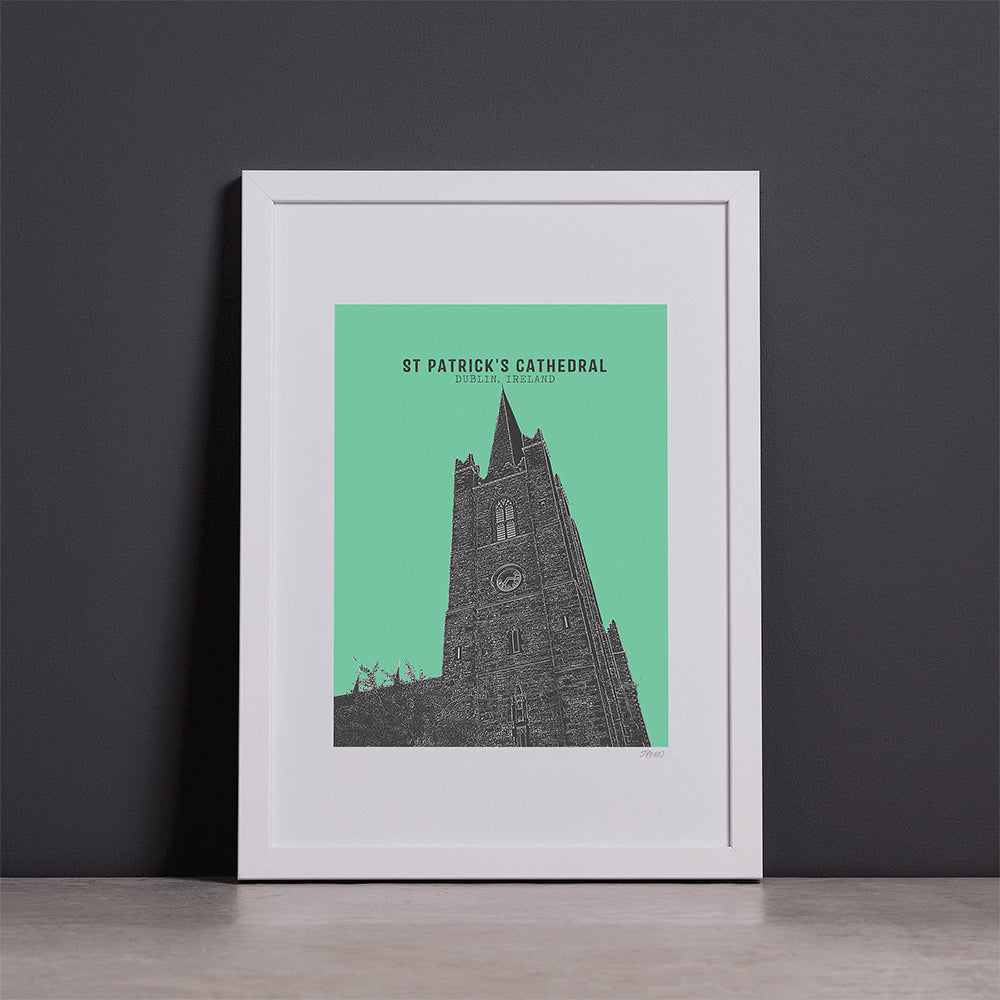 St Patrick's Cathedral Print (Green)